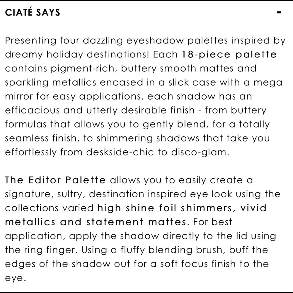 Ciate 21 brand echoing